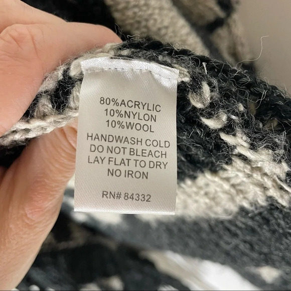 3 Sisters Wool Blend Fringe Striped Knit Cardigan Size Small/Medium - Picture 3 of 6